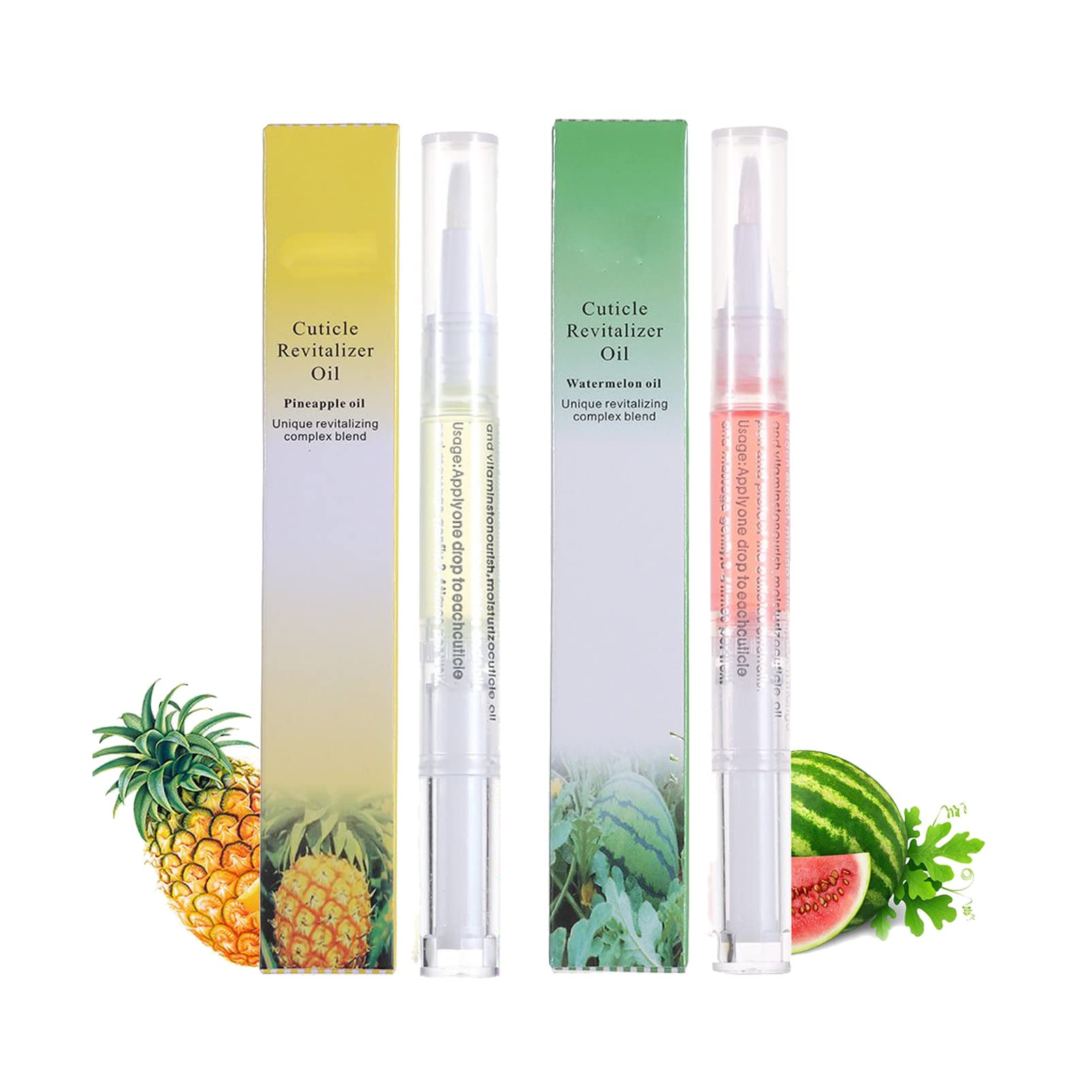 Cuticle Oil Pen, 2Pcs Cuticle Revitalizer Oil Pen with Natural Ingredients & Soft Brush, Cuticle Oil for Nail Care - Prevent Nail Cracking and Dry