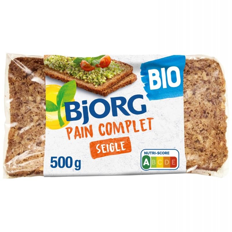 BJORG – Pan completo de centeno orgánico – 500 g – Ideal para una alimentación sana y equilibrada – Juego de 4