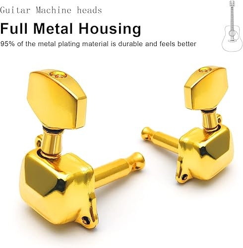 Miniatura 70 de SAPHUE Afinadores de guitarra de 4.331 in, un juego de llaves de afinación de guitarra clásica negra 1R1L, clavijas de cuerda para guitarra clásica