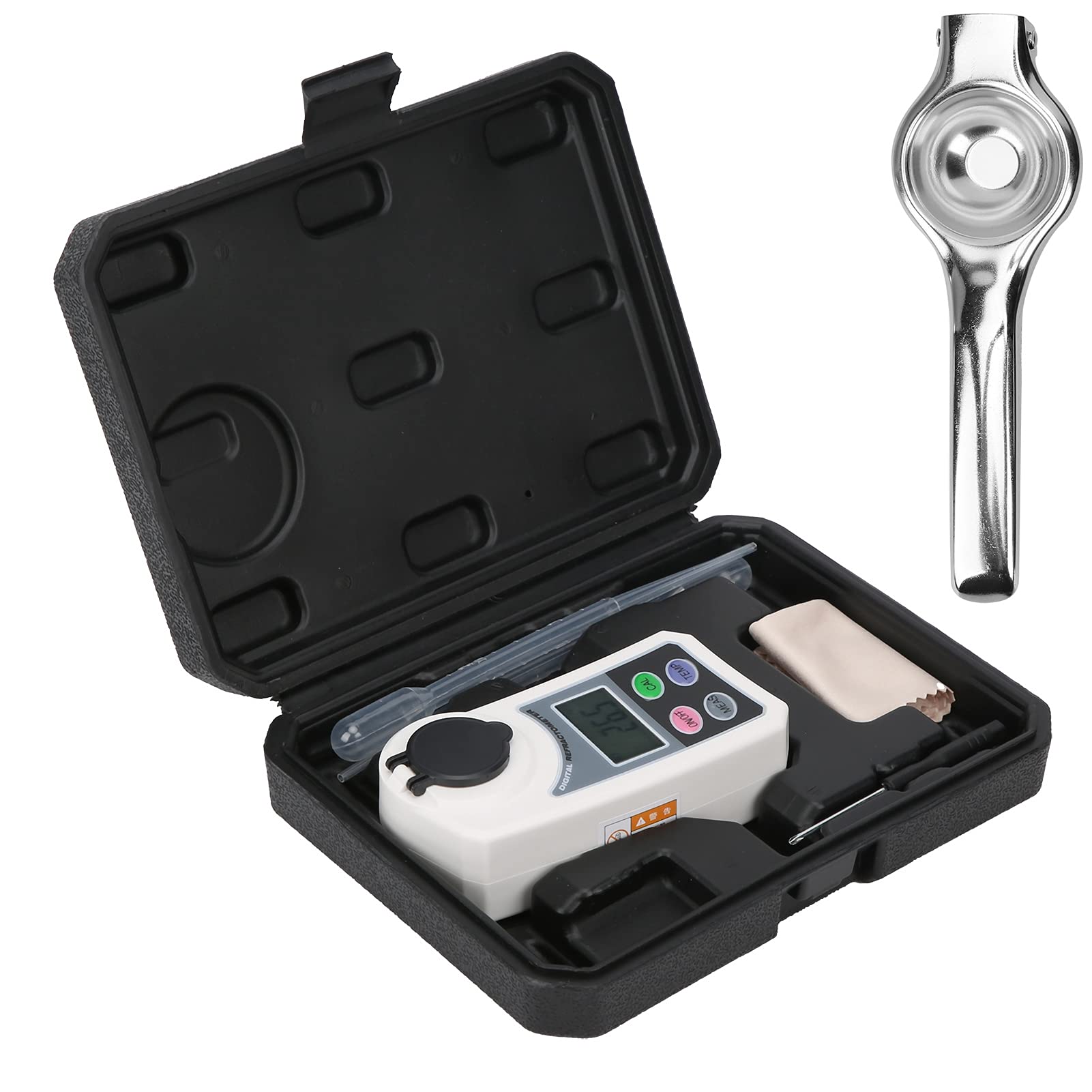Wakects Digitales Brix-Refraktometer, ABS-Zuckerrefraktometer, 0 Bis 55 Brix, 50 Bis 176 Fahrenheit, ATC, 3-Sekunden-Test, Tragbar, Zum Testen von Obst, Saft, Getränken, Küche, Heimgebrauch