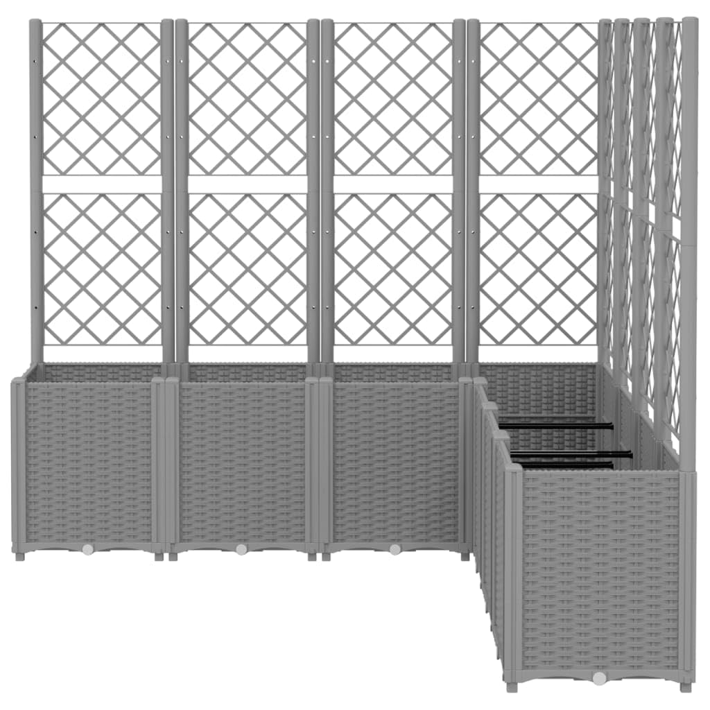 Jardinière avec Treillis Gris Clair en polypropylène 160x160x140 cm bac Plante Jardin Balcon terrasse Pot Cache avec réserve d'eau et Drainage pour Culture Fleurs et Herbes aromatiques