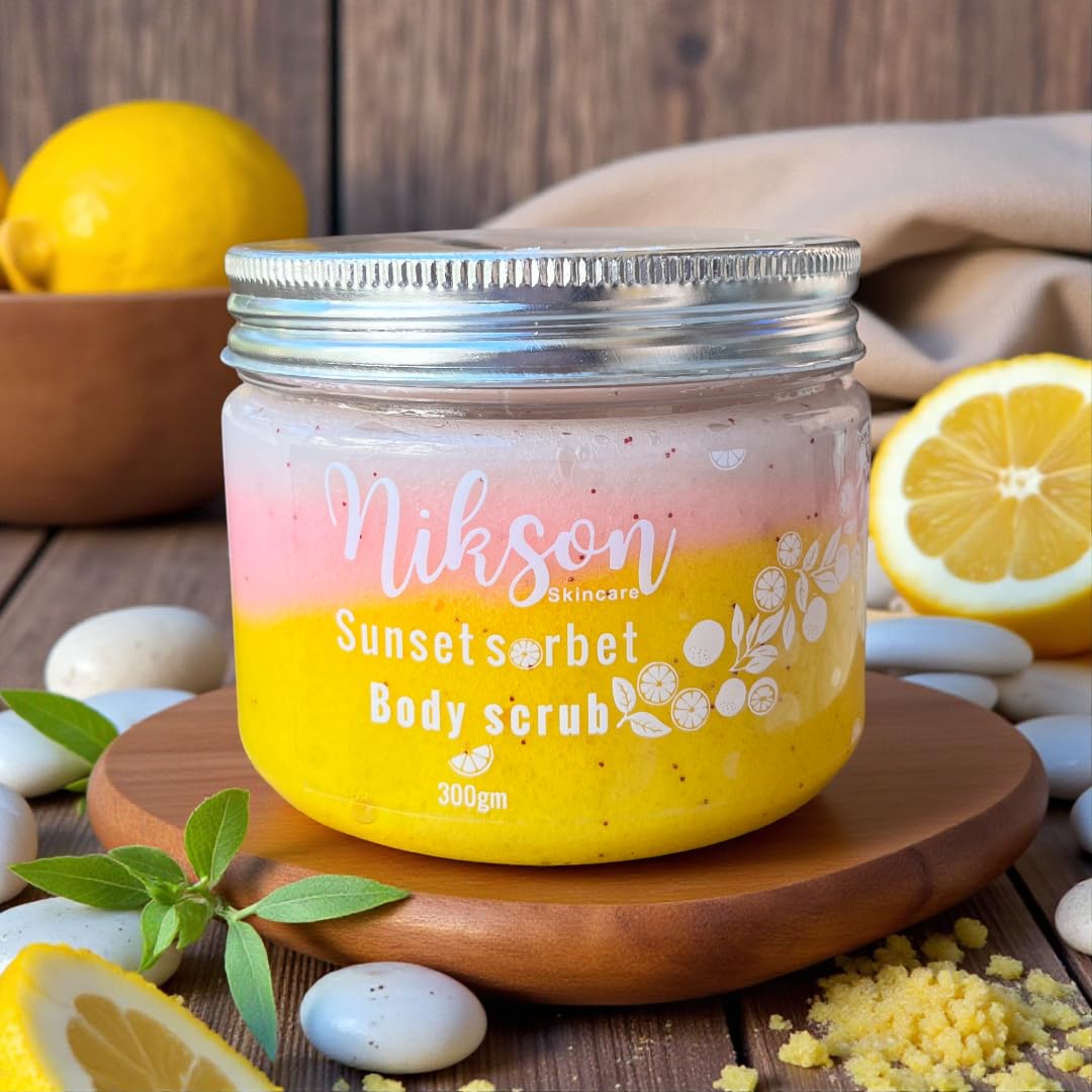 Nikson Sunset Sorbet Lime Mint Body Scrub, with Vitamin A beads | 300g | With Nourishing Oils, coconut derived cleanser and Vitamin A beads | Deep Cleansing | Removes Dead Skin & Unclogs Pores | Hydrating.-image-13