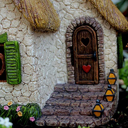 Pretmanns Fairy Garden Fairy House – Large Fairy Houses For Gardens For Outdoor - Resin Fairy House - Fairy Garden Accessories Outdoor - 7" Fairy Garden House, Door Can Open Wide #TOP6