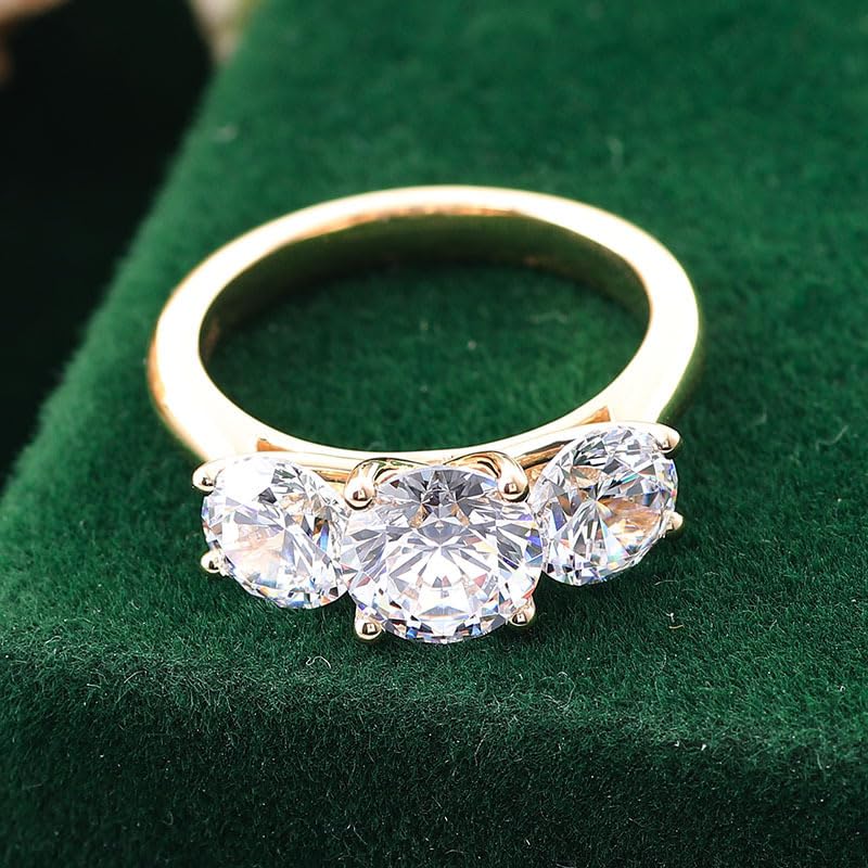 10K 18K 14K Solid Gold 2-4 CT Three Stone Moissanite Engagement Ring for Women D Color VVS1 Clarity Simulated Diamond Ring2