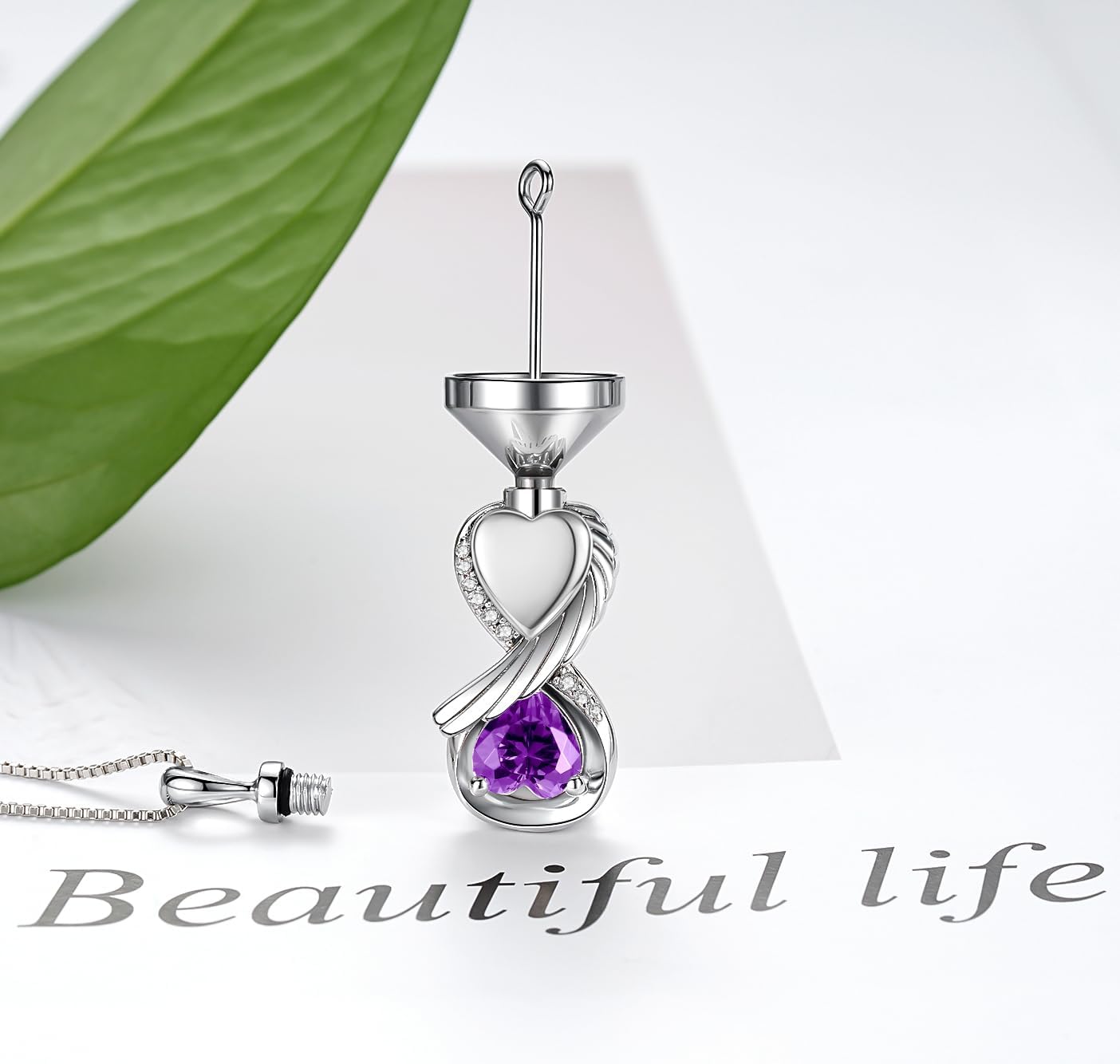 Sterling Silver Infinity Urn Necklace for Ashes for Women - 925 Wing Cremation Necklace Jewelry that Hold Ashes of Human or Pet - Memorial Keepsakes Heart Pendant Gift Jewelry - Image 4