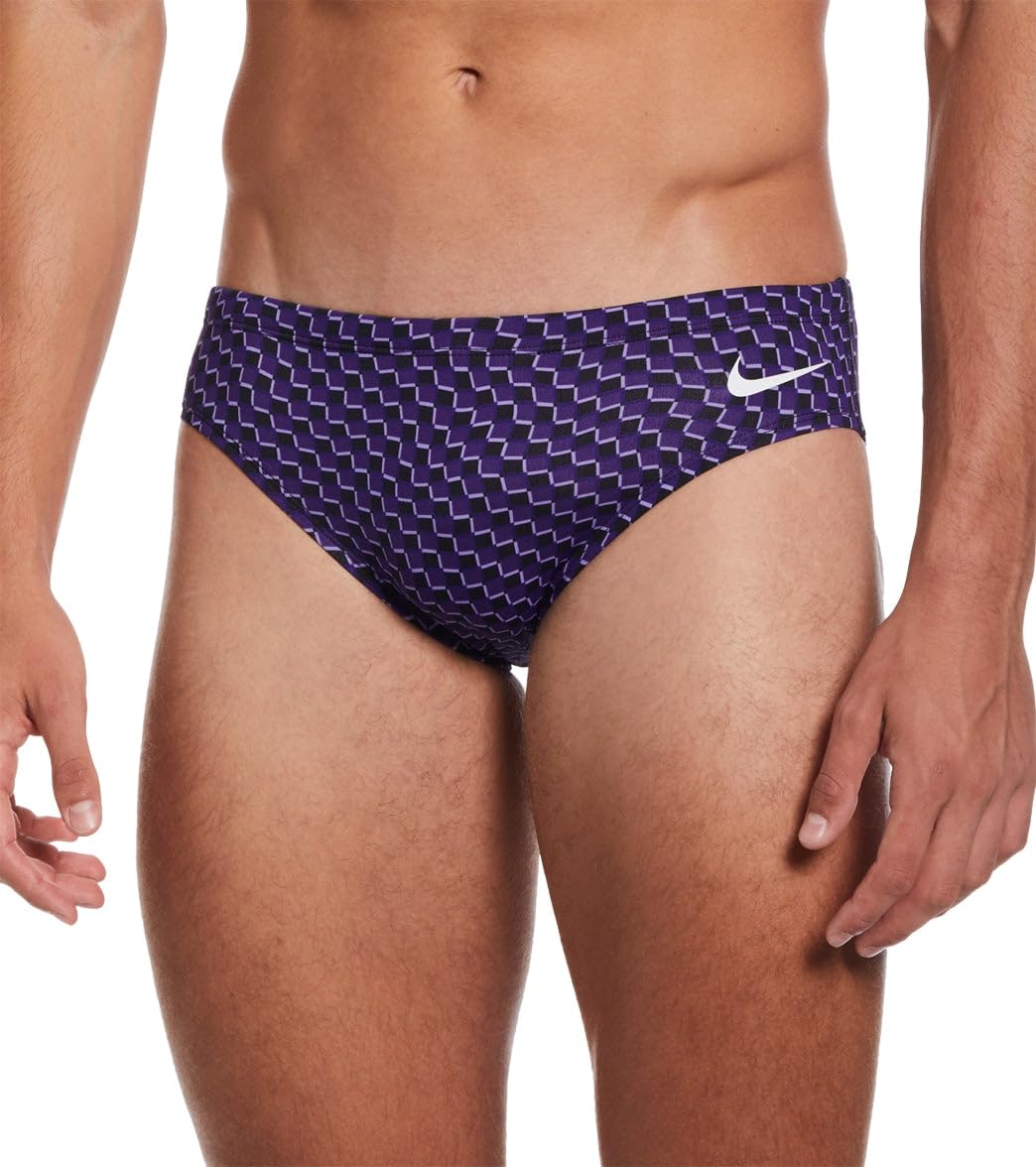 Nike Mens HydraStrong Drippy Check Brief Swimsuit-Court Purple Size 30