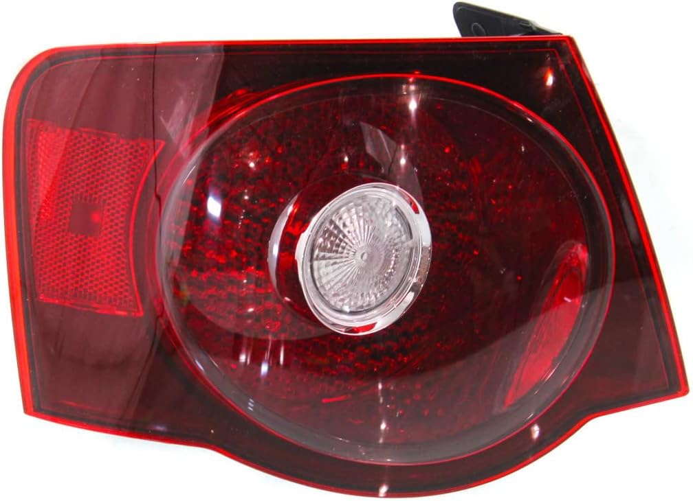 CarLights360 For Volkswagen Jetta Sedan 2008-2010 Tail Light Assembly DARK Red Lens Outer Driver Side DOT Certified VW2800127N