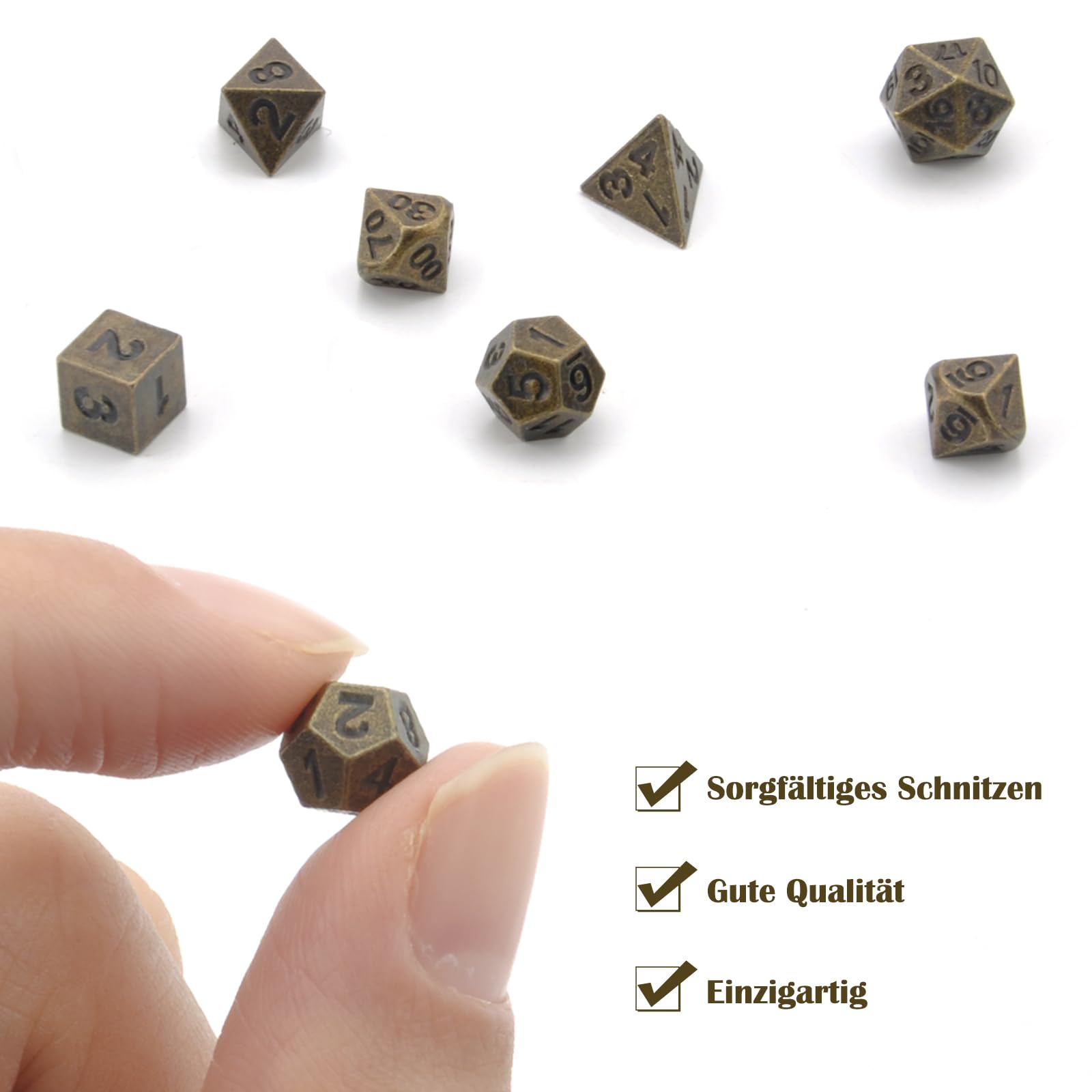 Cusdie Metallwürfel Set 7-tlg Mit Dolch-Design - Für D&D Und Rollenspiele