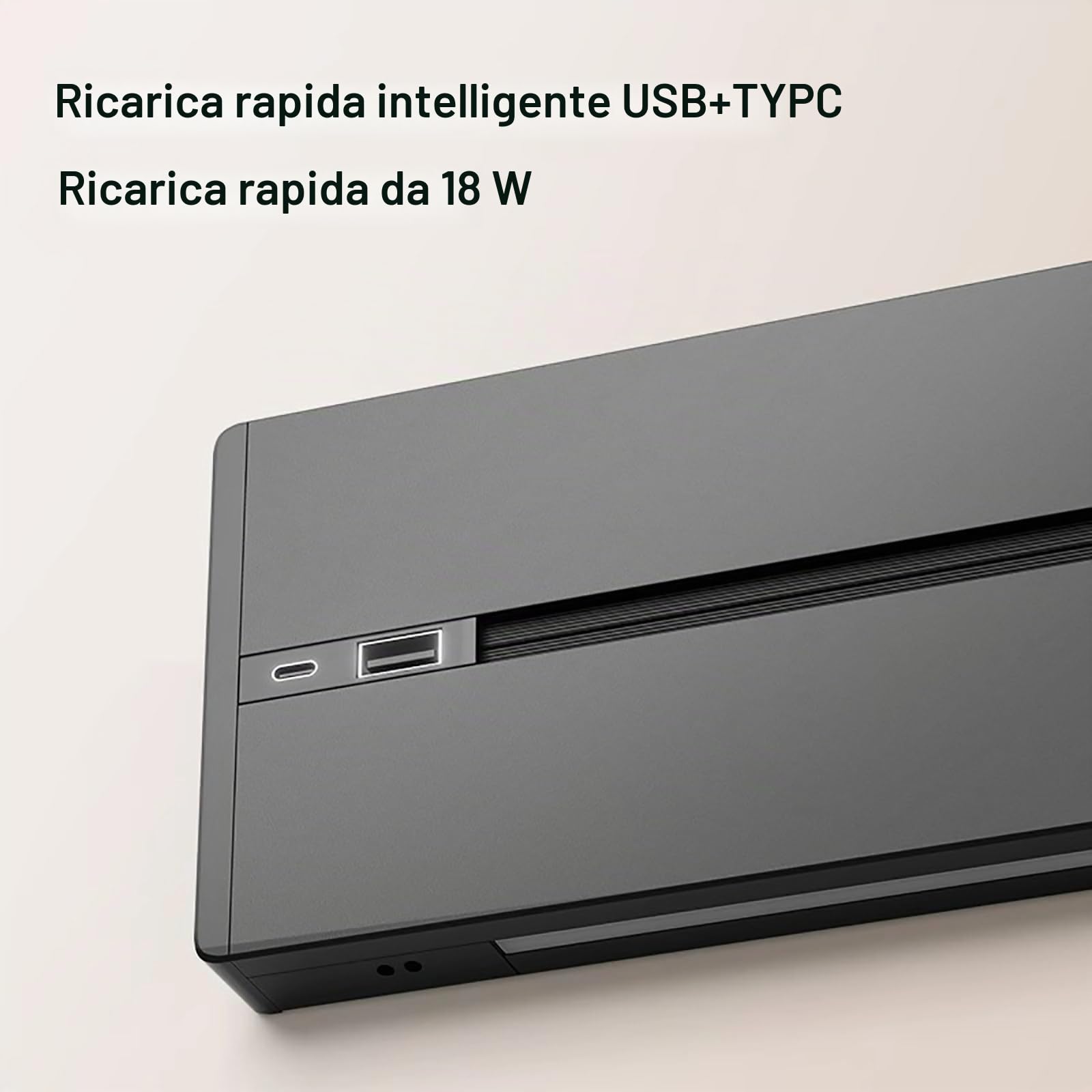 Binario Per Presa Elettrica Rimovibile Da 8000W, Prolunga Per Presa A Muro Mobile Con Porta USB E TYPE-C(Nero,60cm)