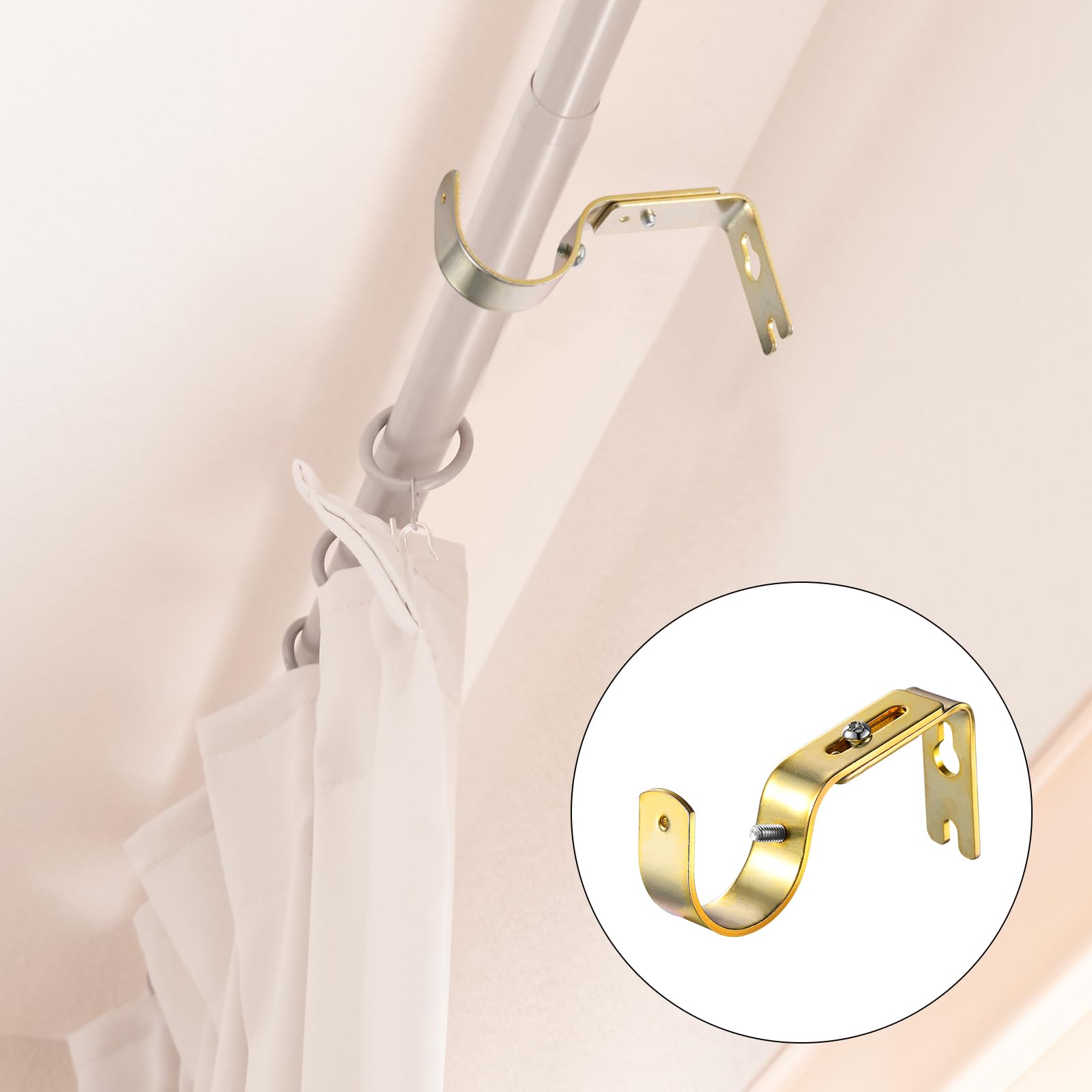 Frienda Lot de 20 supports de tringle à rideaux dorés réglables pour tringle à rideaux de 2,5 cm de diamètre - Supports muraux avec vis
