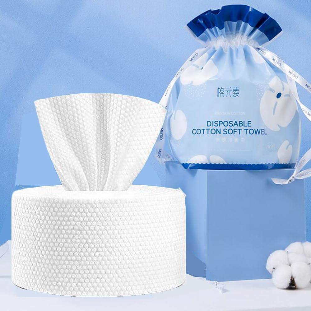 Disposable Cleaning Face Towel,Non-Woven Fabric Disposable Wet and Dry Cotton Ssoft Towel, Disposable Beauty Towels-- 80 Sheet/Roll