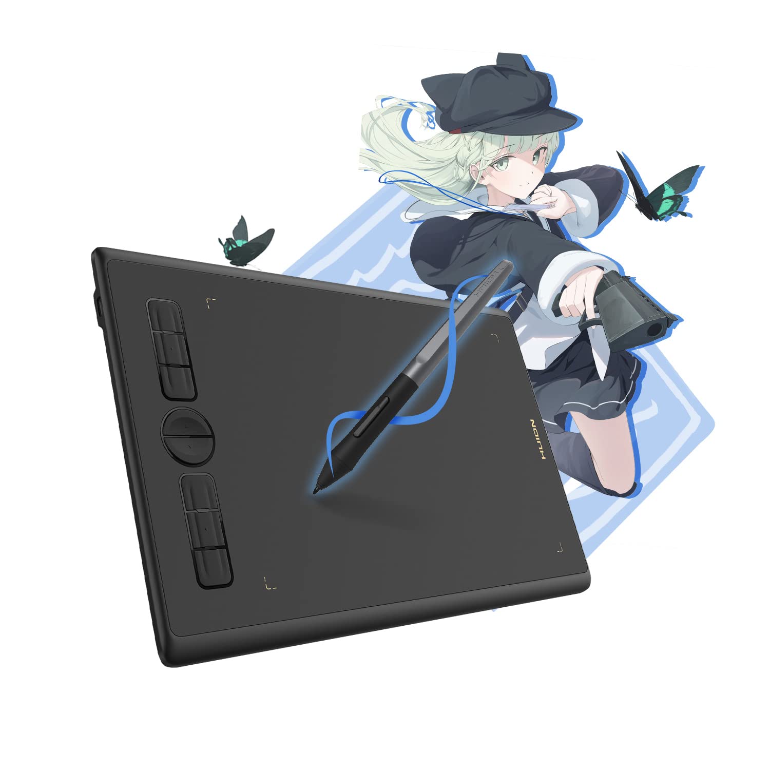 HUION Inspiroy H580X Tableta Gráfica, Tableta de Dibujo de Gráficos Digitales de 8x5 Pulgadas, Compatible con Android, 8 Teclas Express, Ideal para Pintar, Educación Remota y Oficina