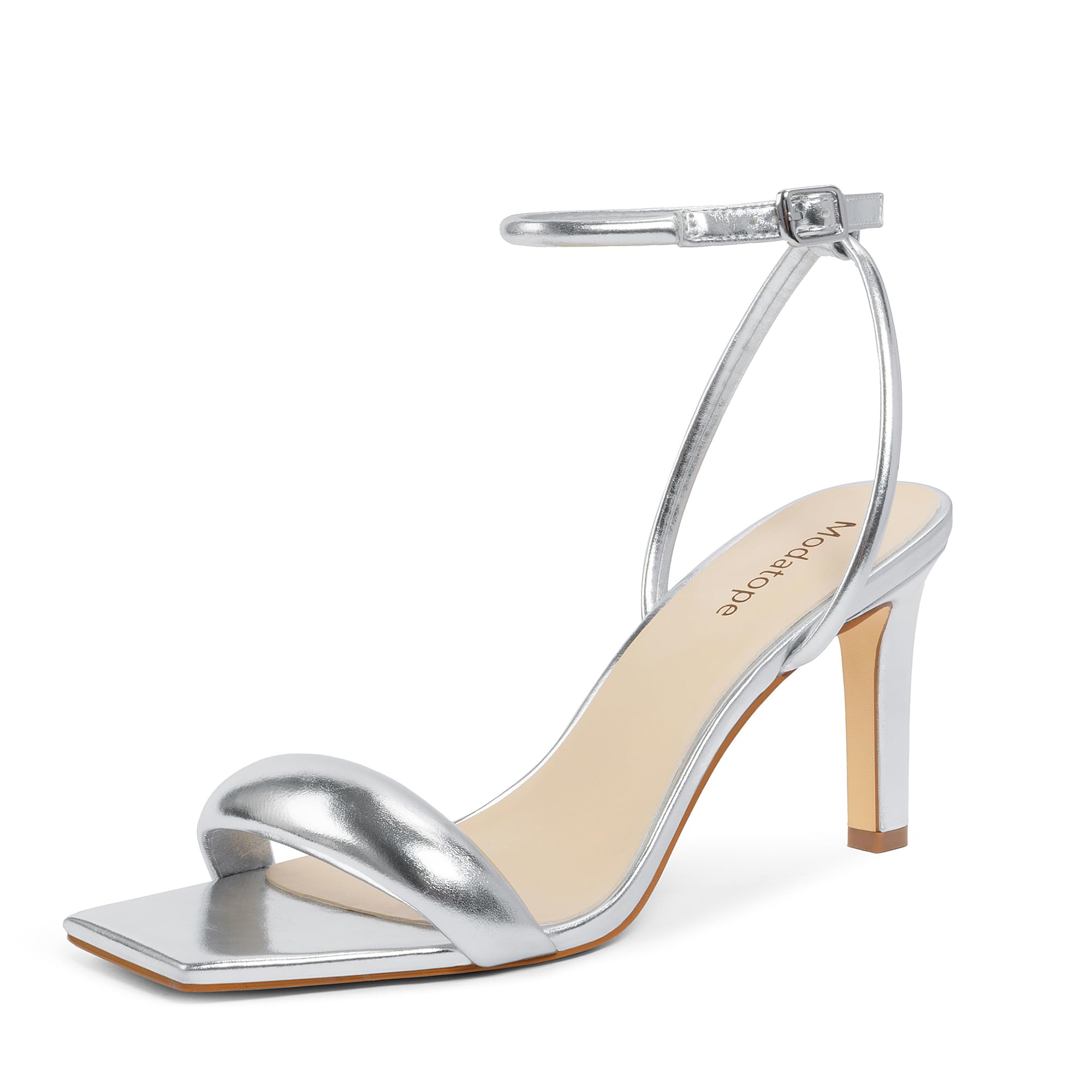 Modatope Damen-Sandalen mit Absatz, quadratisch, offener Zehenbereich, Riemchen, Knöchelriemen, Absatz, für Party, Hochzeit, Alltag, Weiss/opulenter Garten