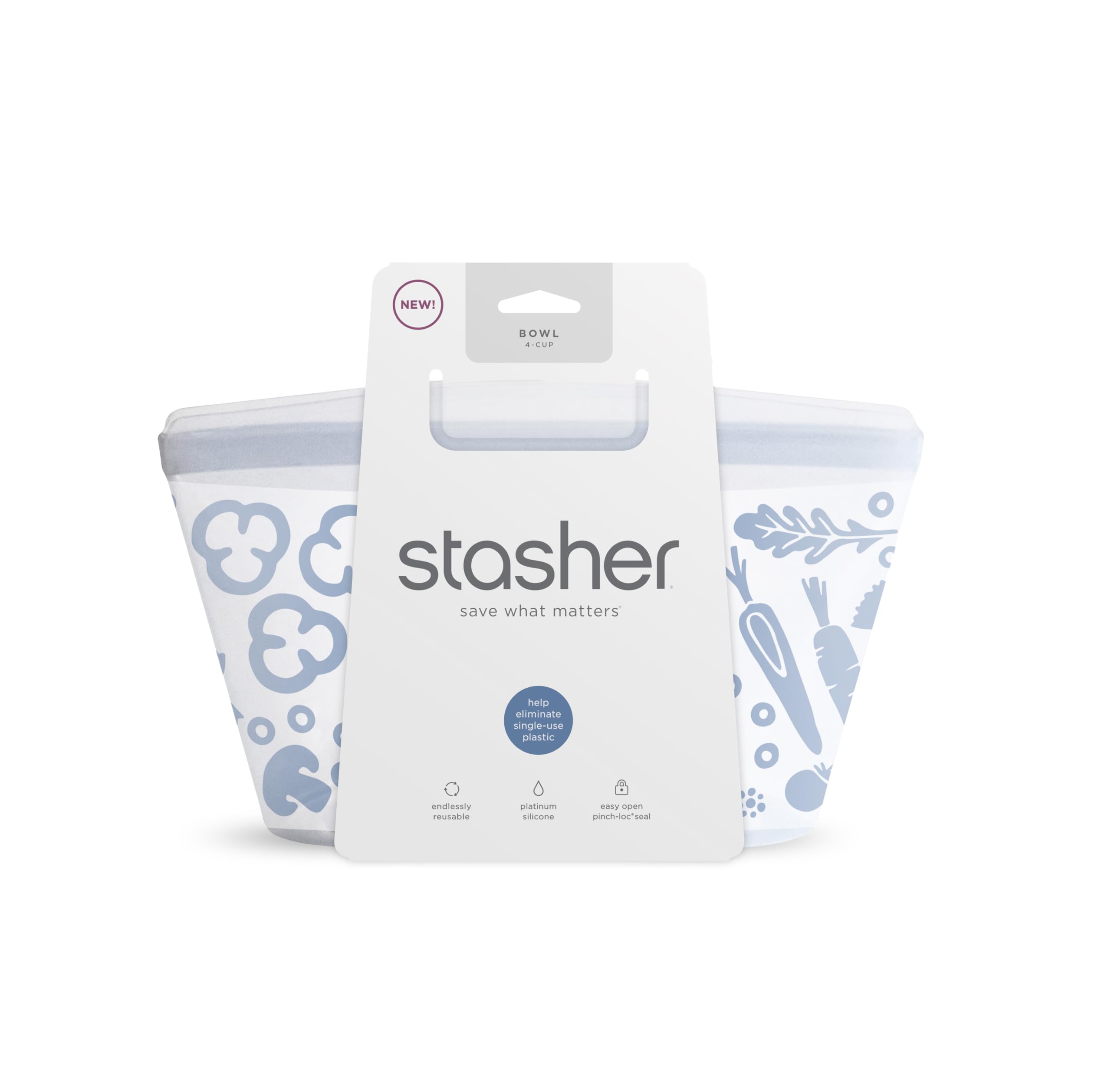 STASHER 4 Cup Bowl, 1 EA