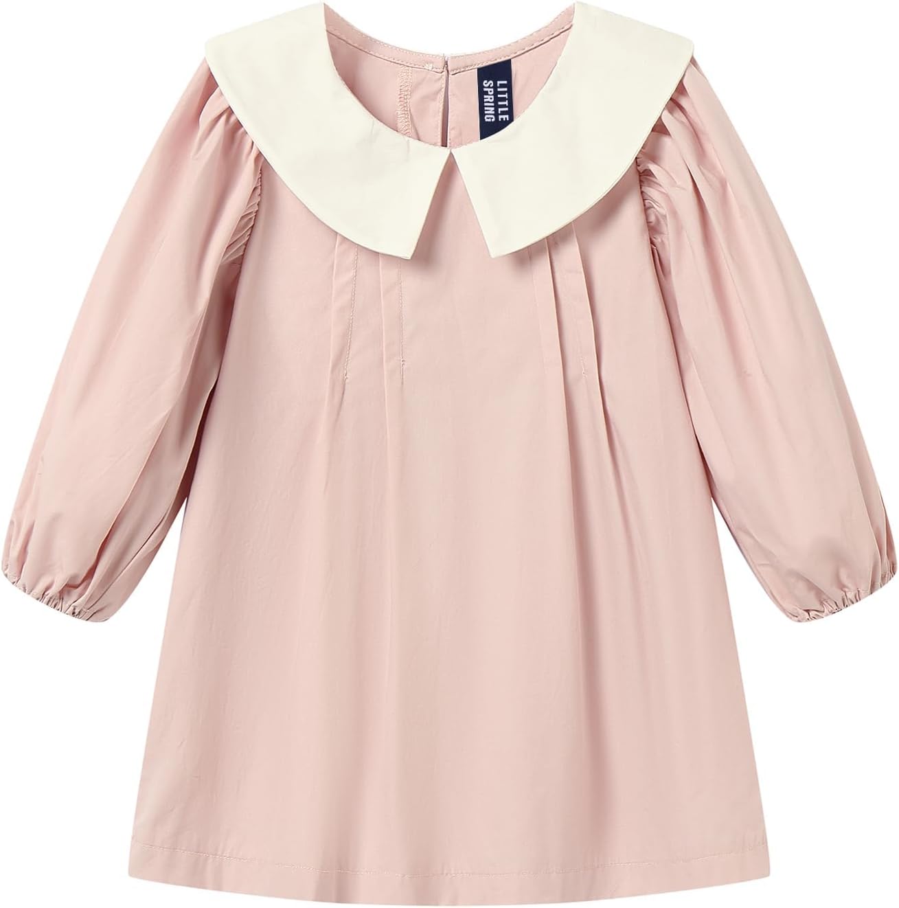 LittleSpring Girls Long Sleeve Dress with Peter Pan Collar Casual Fall Dresses