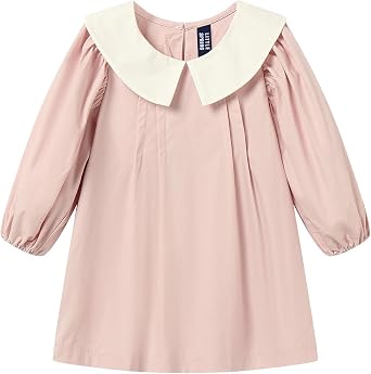 فستان LittleSpring Girls بأكمام طويلة مع ياقة بيتر بان فساتين الخريف الكاجوال