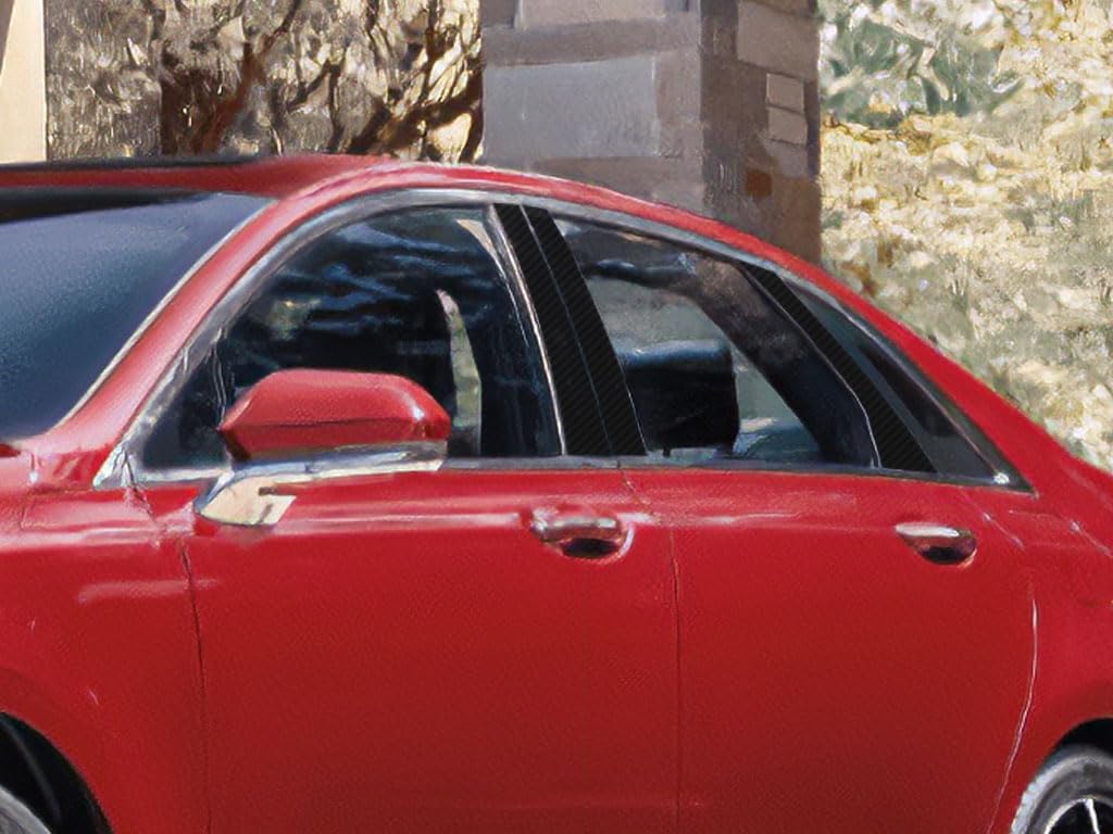 Rvinyl Pillar Post Pre Cut Window Trim Kits in Gloss Black Compatible with Lincoln MKZ 2013-2020 - Adhesive Backs