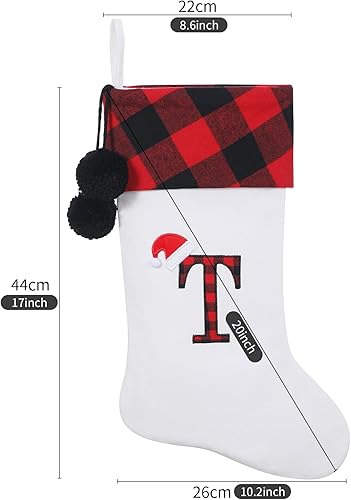 Miniatura 2 de Calcetines de Navidad bordados con monograma inicial de 20 pulgadas, decoración de Navidad, calcetines personalizados, decoración de temporada