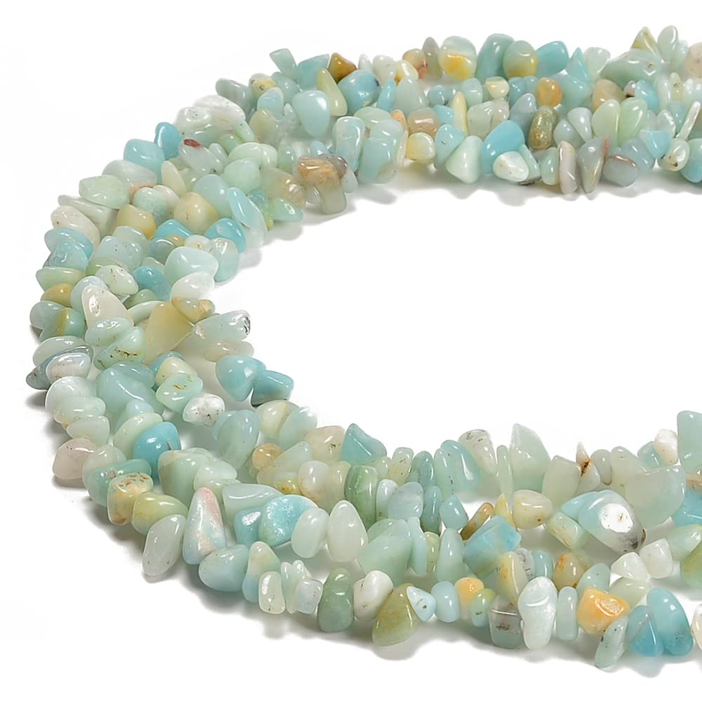 jodaying 5-8mm Natural Amazonite Gemstone Chips Loose Beads Semi Precious for Jewelry Making DIY Handmade Craft Supplies 1 Strand per Bag Approxi 34"