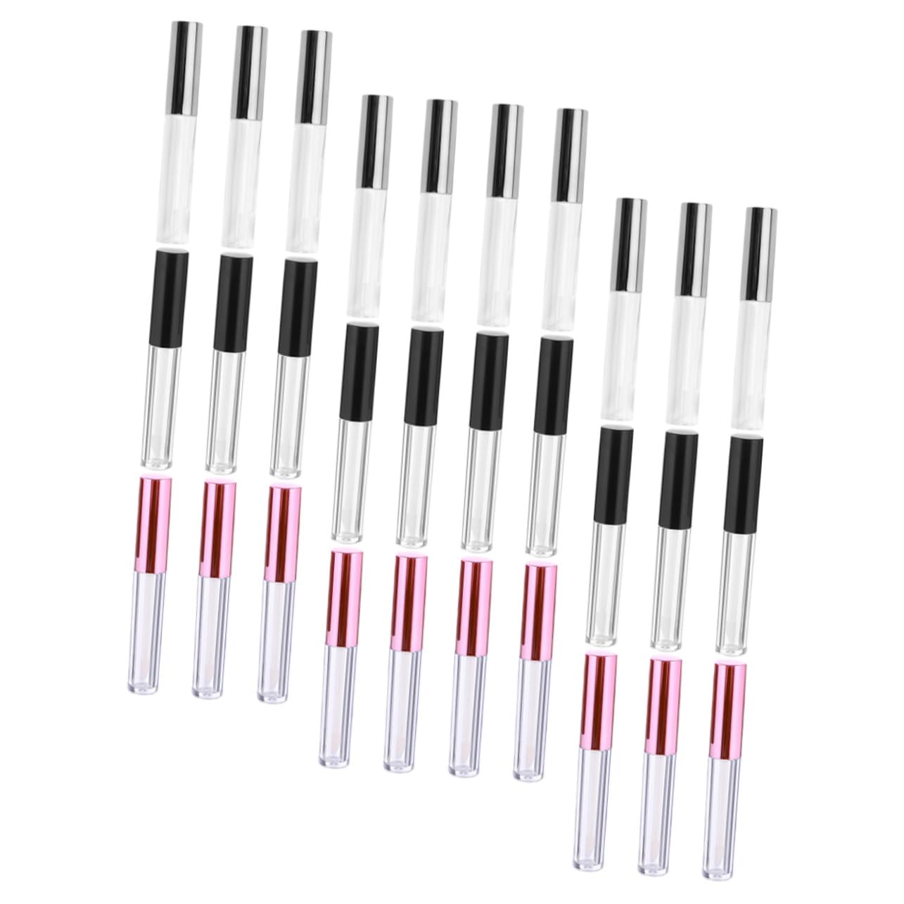 30 Stück Lippenstifthülsen zum Selbstbefüllen Leerbehälter für Lipgloss DIY Mit Silber Schwarz Auslaufsicher Tragbar für Frauen und Mädchen