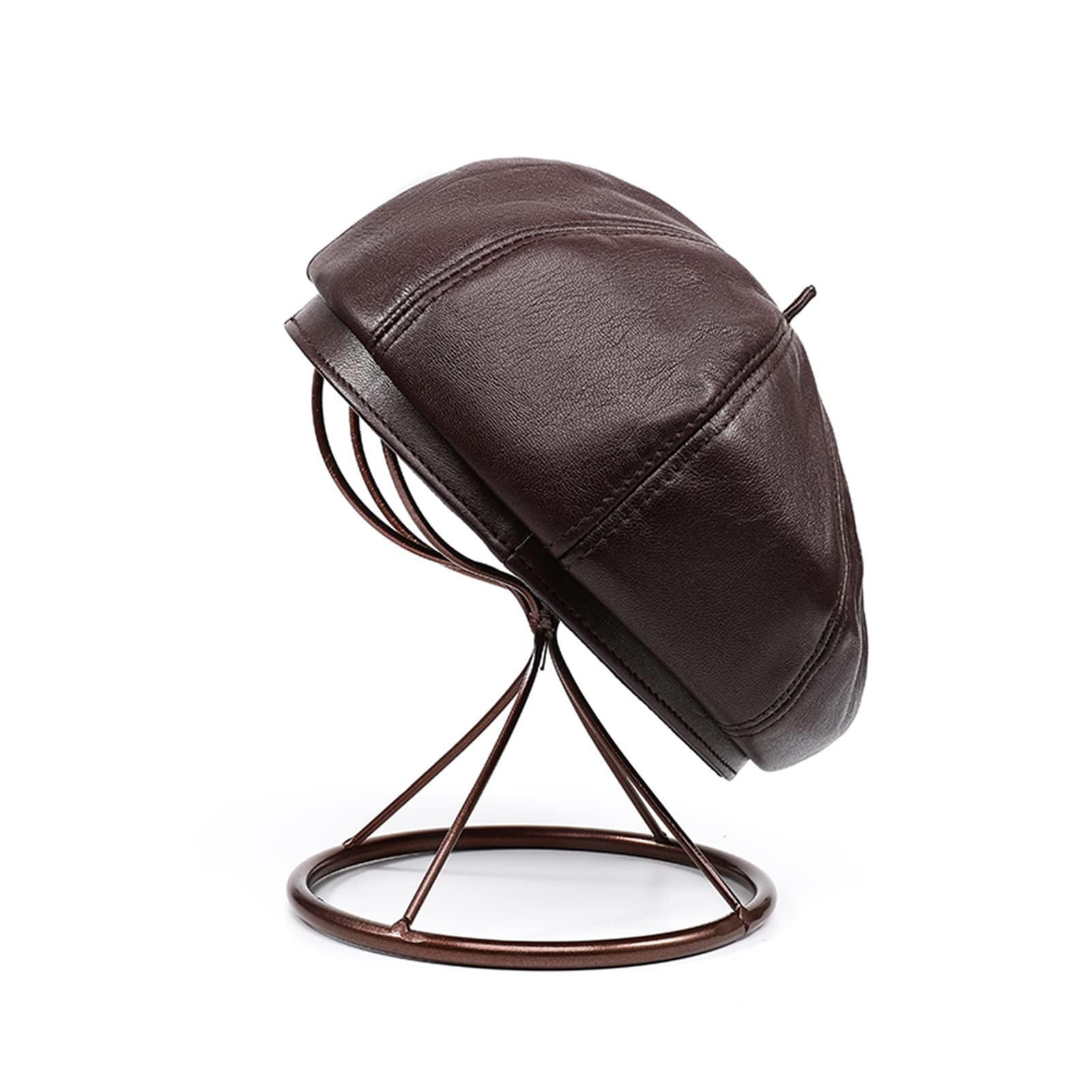 Pudi Kobiety Prawdziwej Skóry Beret Czapka Kapelusz 2021 Brand New Men Real Owce Skórzane Newsboy Berets Caps Hols HL931