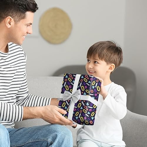 Miniatura 6 de Papel de regalo geométrico retro para mujeres, hombres y niños, papel de cumpleaños de grafiti de los años 90 y 80, 6 hojas de 20 x 28 pulgadas por