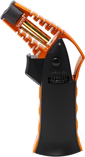 Scorch Torch Antorcha recargable de butano ajustable con llama de aluminio de mano mecanizada CNC de 6.75 pulgadas de alto en caja de regalo