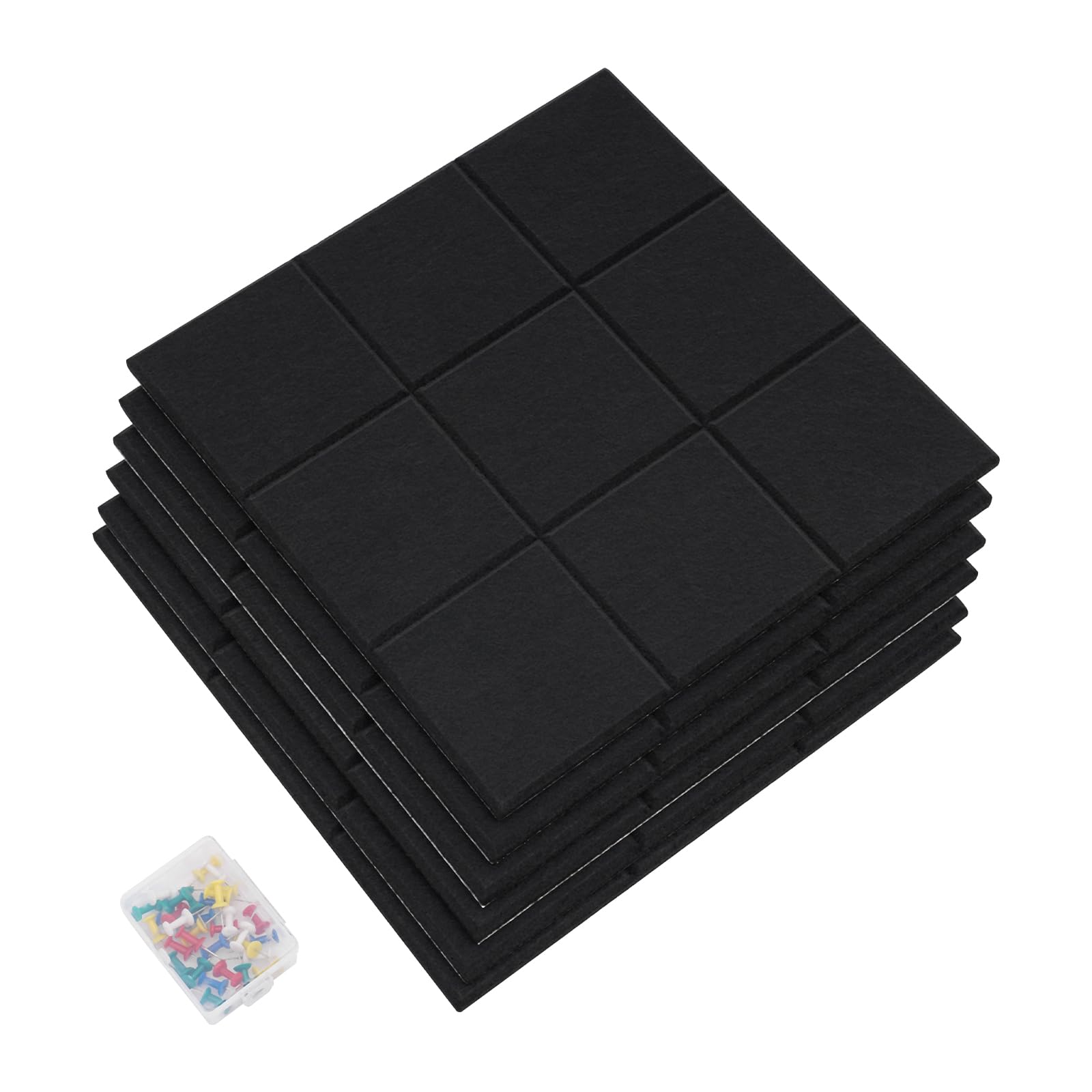 Filcowa tablica na notatki, samoprzylepna, grubość 9 mm, tablica do przypinania, do biura, szkoły, domu, zestaw 6 sztuk, 30 x 30 cm