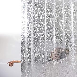 JTOOYS Shower Curtain, 3d Waterproof PVC Shower Curtain, Pebble Curtain Bathroom Door Curtain, Mildew Proof and Mildew Proof Super Long Bathroom Shower Curtain 180*200cm