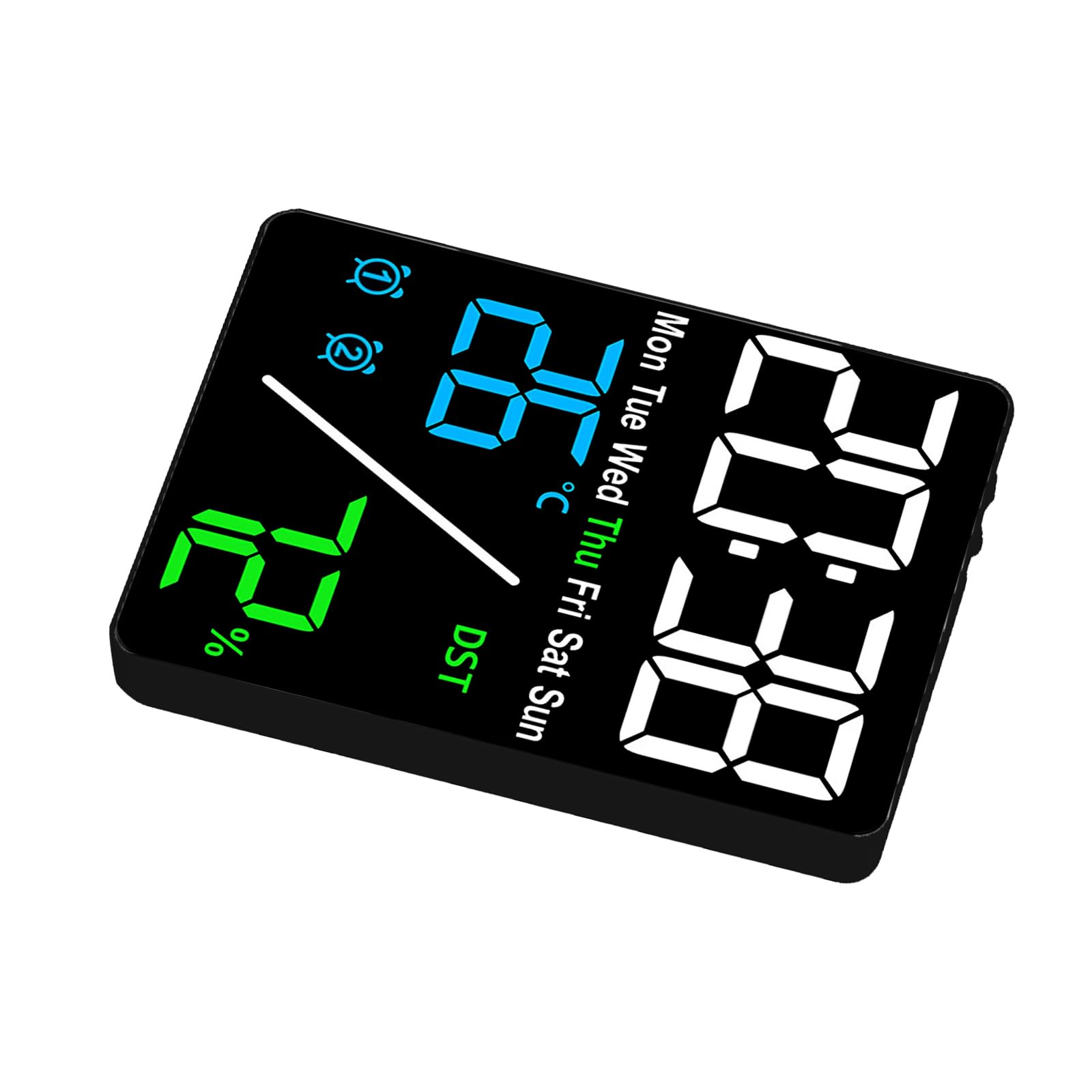 Hsioluted Multifunctional Indoor Temperature Electronic Alarm Clock Digital Clock with Simple Setups and Weather Monitorings Weather Stations