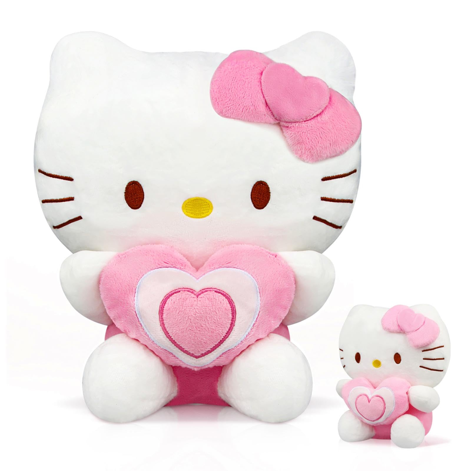 Powmag He-llo Kitty Peluche, Peluche Kawaii de Gato, 26cm Juguete de Peluche Dibujos Animados para Regalos de Cumpleaños, Adecuado para niños y colección