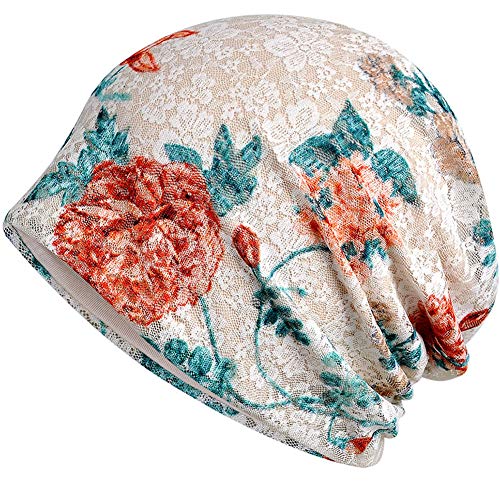 Womens Cotton Beanie Lace Turban Soft Sleep Cap Chemo Hats Fashion Slouchy Hat