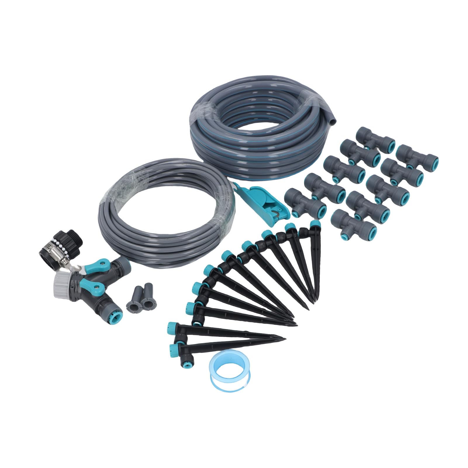 de Riego por Goteo con 8 Agujeros, Kit de Riego Jardín 32,8 Pies Largo para Césped Invernadero, Material ABS PVC Resistente