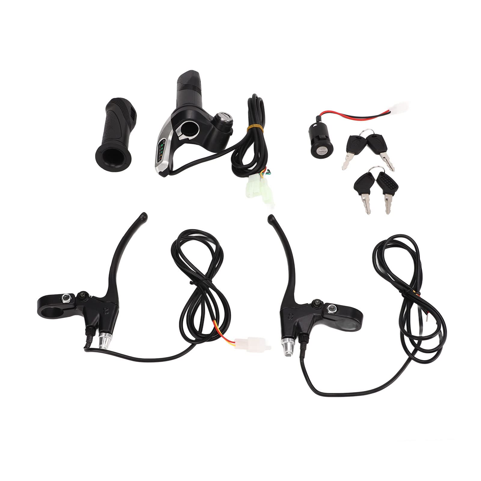 Poignée d’accélérateur pour vélo électrique, poignée de vitesse à torsion en alliage d’aluminium et ABS avec 5 voyants, pour la modification de vélos électriques, compatible avec