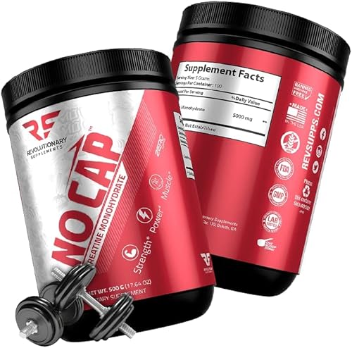 Miniatura 2 de Revolutionary Supplements Polvo monohidrato de creatina sin tapa, 5 mg por cucharada, 60 porciones, sin sabor, mejora el crecimiento muscular,