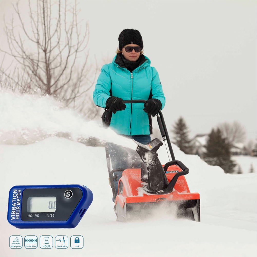 Contaore Vibrazione Misuratore orario vibrazione digitale Completo impermeabile azzerabile Misuratore orario senza vibrazioni per tutte le macchine vibranti Moto Snowmobil ATV Generatori