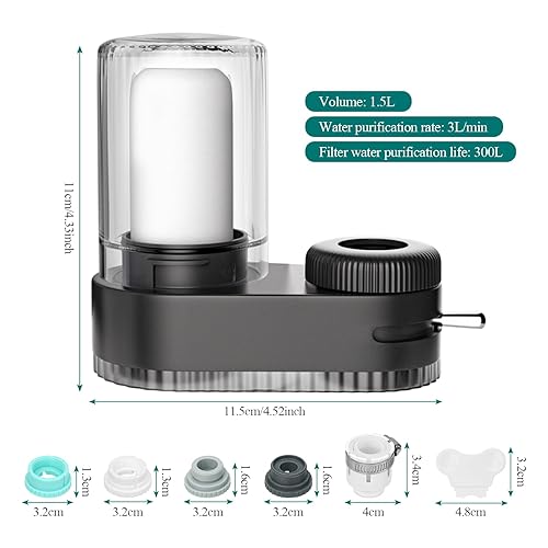 Miniatura 6 de Filtro de agua para fregadero filtro de agua del grifo para fregadero, filtros de agua transparentes para montaje en grifo, filtración múltiple que