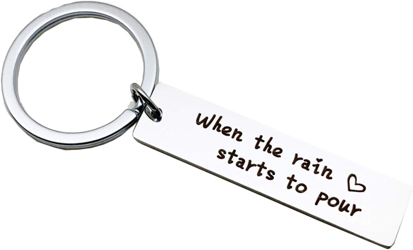 Keychain for Women Silver Rectangle I'll be There for You Stainless Steel Key Chain Women