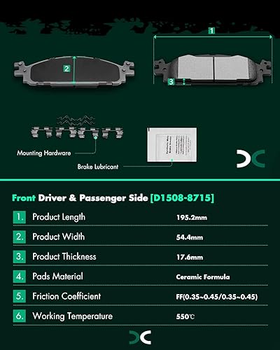 Miniatura 314 de Kits de frenos y rotores, rotores de freno SCITOO y 8 pastillas de cerámica para 08-12 para Chrysler Town & Country, 08-12 para Dodge Grand Caravan