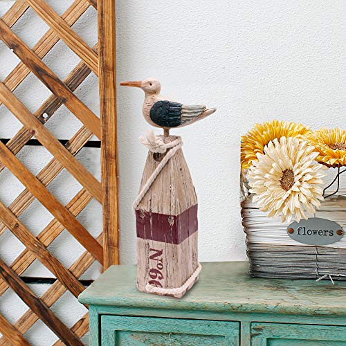 Seagull Statue Figurine Nautical Decoration, Rustic Indoor Outdoor Nautical Beach Theme Room Decor for Living Room Bathroom Home Decor Yard and Garden Statue 15.5Inch - Image 3