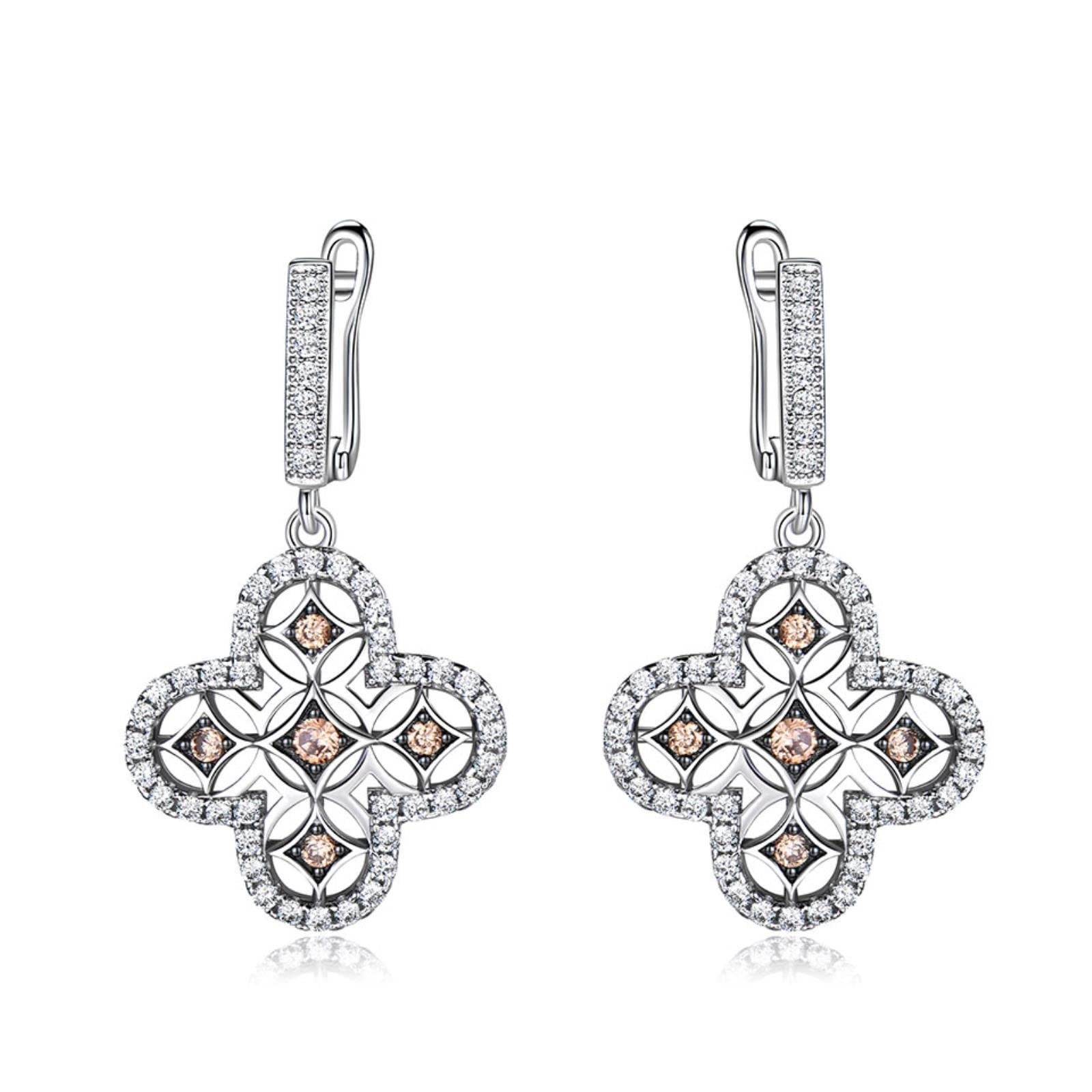 LOKILOKI Pendientes De Clip De Plata De Ley 925 Auténtica AAA + Circonita Cúbica Elegantes Pendientes Coreanos para Mujer Regalo De Boda Joyería Fina