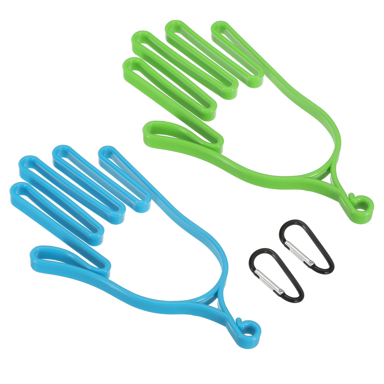 PATIKIL Golf Gloves Stretcher, 2 Pack Plastic Keeper Support Rack Holder Dryer Hanger Frame with Hanging Hooks for Sports Gloves Maintenance, Green/Blue โ image 1