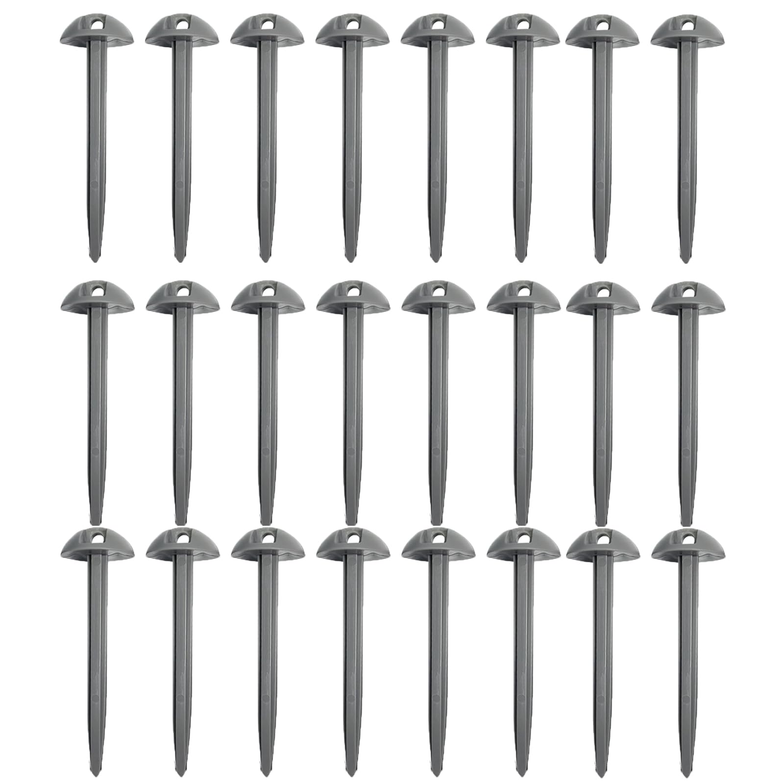 Groundsheet Pegs 24Pcs, Standing Peg Height 8.5cm Mushroom Top Plastic Tent Pegs Carpet Pegs Heavy Duty for Fixing Camping Tent Rain Tarps Garden Weed Mat Camping Awning Hiking (Grey_24Pcs)