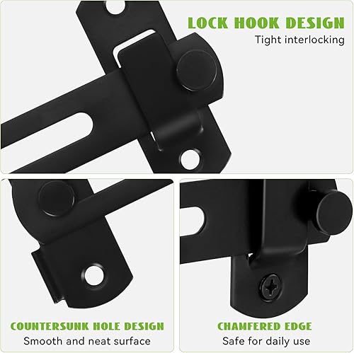 Miniatura 3 de Cerradura de puerta de granero, cerradura de puerta de 180 grados, cerradura de puerta deslizante de granero, pestillo de puerta abatible, cerradura