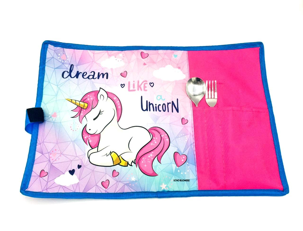 Polyester Rollup Dinning Mats/Platemats/Tablemats |Dream Like Unicorn| (Dream Platemats), 1 count, Multicolor