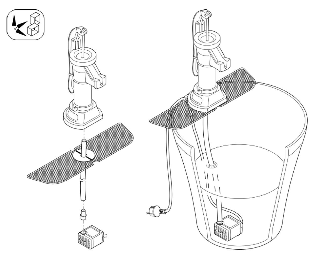 Jeu de gargouilles Pompe à balancier SSF 200i (200 l/h) - Gargouille en polyrésine avec pompe et 1,5m de câble/Jeu d'eau pour fontaines décoratives, fontaines d'eau, bassins d'eau