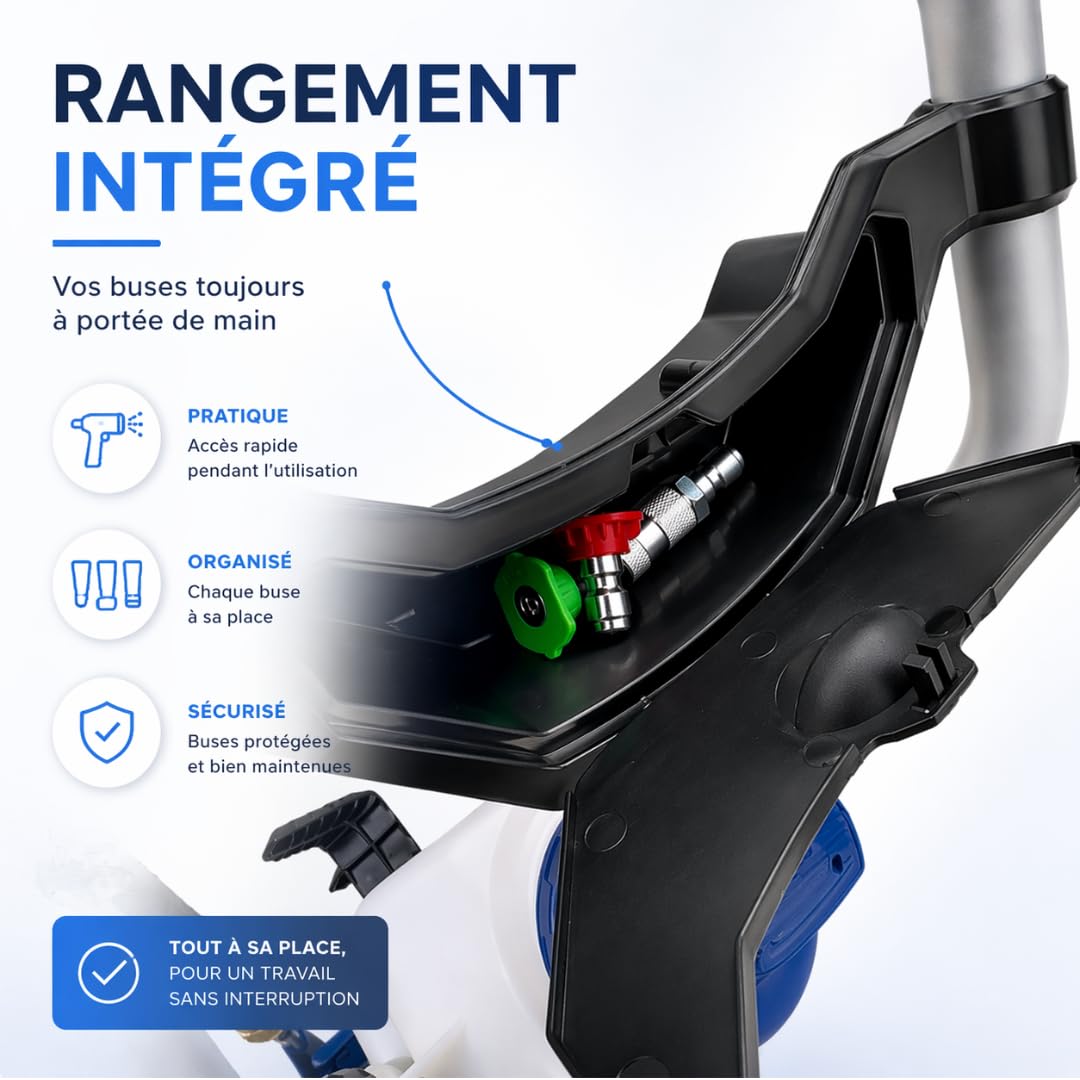 Pulvérisateur électrique Pro Sprayer OUTIWAX - 2 Batteries + Cloche de pulvérisation - Jet jusqu'à 10m à 13m - contenance 30L - 3 Buses Spray - Pulvérisateur électrique toiture Longue portée
