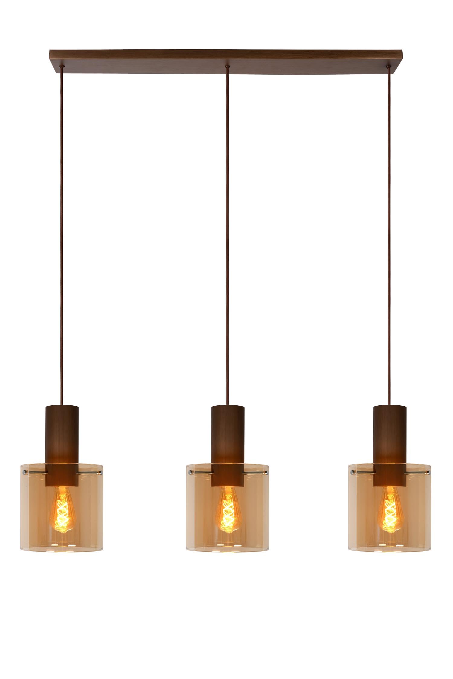 Lucide Toledo 3 Light Bar Ceiling Pendant Brown from B&Q
