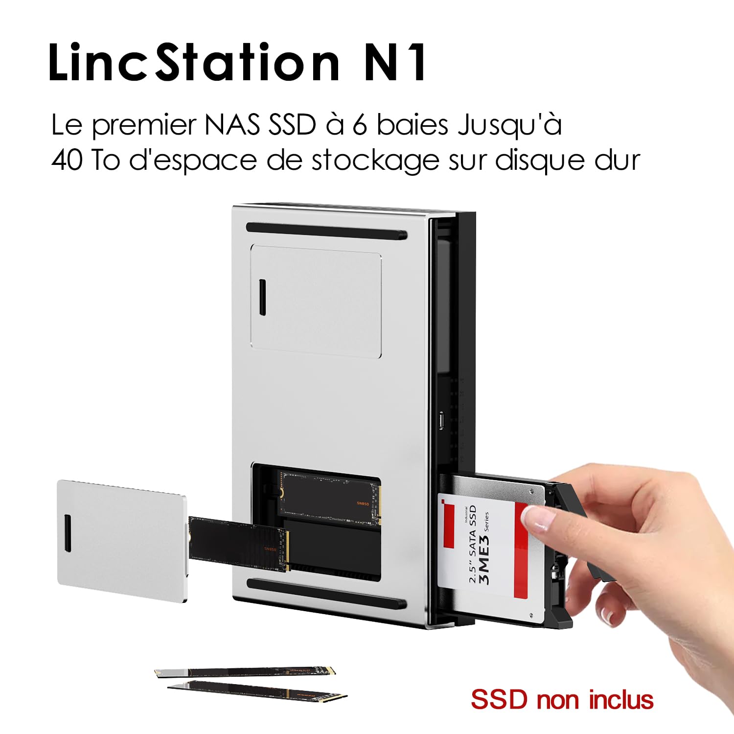LincStation N1 Serveur NAS 6 Baies | 16 Go de RAM | 128 Go eMMC | 2 x SATA HDD + 4 x M.2 NVMe SSD | Intel Quad-Core | 2,5GbE | HDMI 4K | Garantie 2 Ans | Stockage Connecté Réseau (sans Disque)