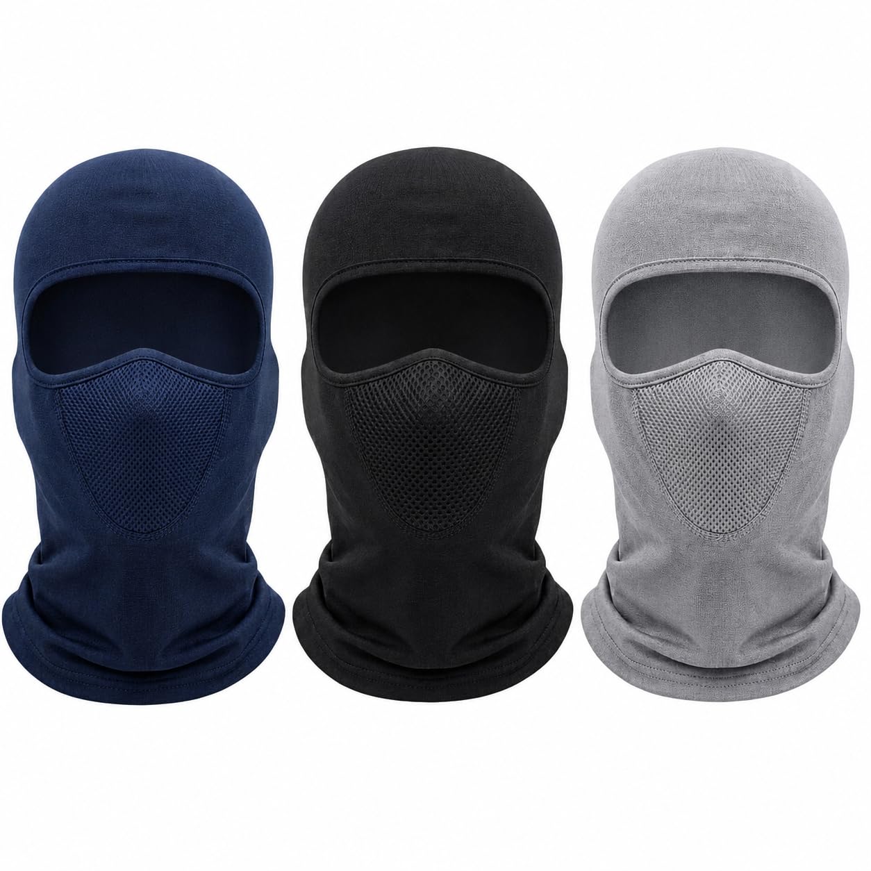 Ankhoi Unisex Balaclava Face Mask Breathable Full Face Cover for Men & Women Lightweight Stretch Mask for Bike Riding Cycling Running Outdoor Sports (Pack of 3, Grey-Black-Blue)-image-43